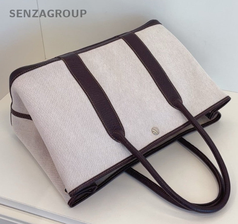 Hermes Garden Party36 Top Handle Bag Beige Brown Silver Used Women Classic
