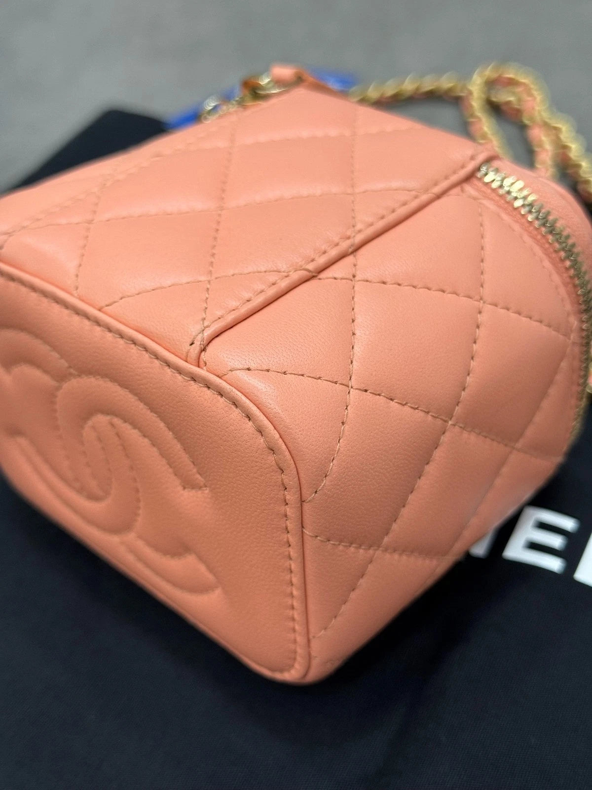 CHANEL Lambskin Adjustable Gold Ball Box Crossbody Shoulder Bag Women
