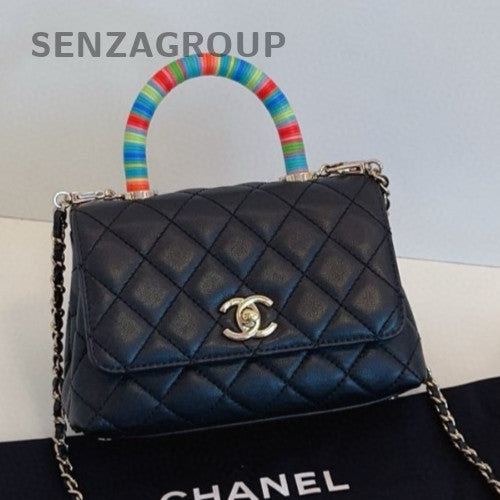 Chanel Cocohandle Mini Shoulder Bag Crossbody Black Gold Women Classic