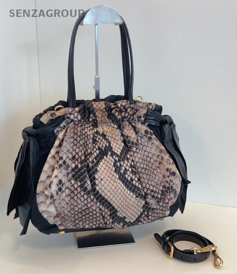 PRADA Snake pattern print 2way Shoulder bag Black Women Limited Edition Handbag