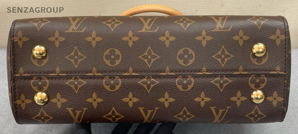 Louis Vuitton Monogram MM Top Handle Bag Crossbody Brown Gold Used Women Classic