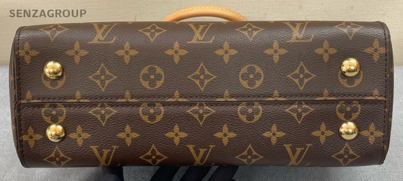 Louis Vuitton Monogram MM Top Handle Bag Crossbody Brown Gold Used Women Classic