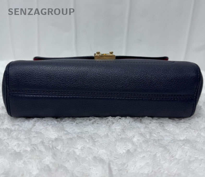 Louis Vuitton Monogram Chain Shoulder Bag Blue Gold Hardware Women Classic