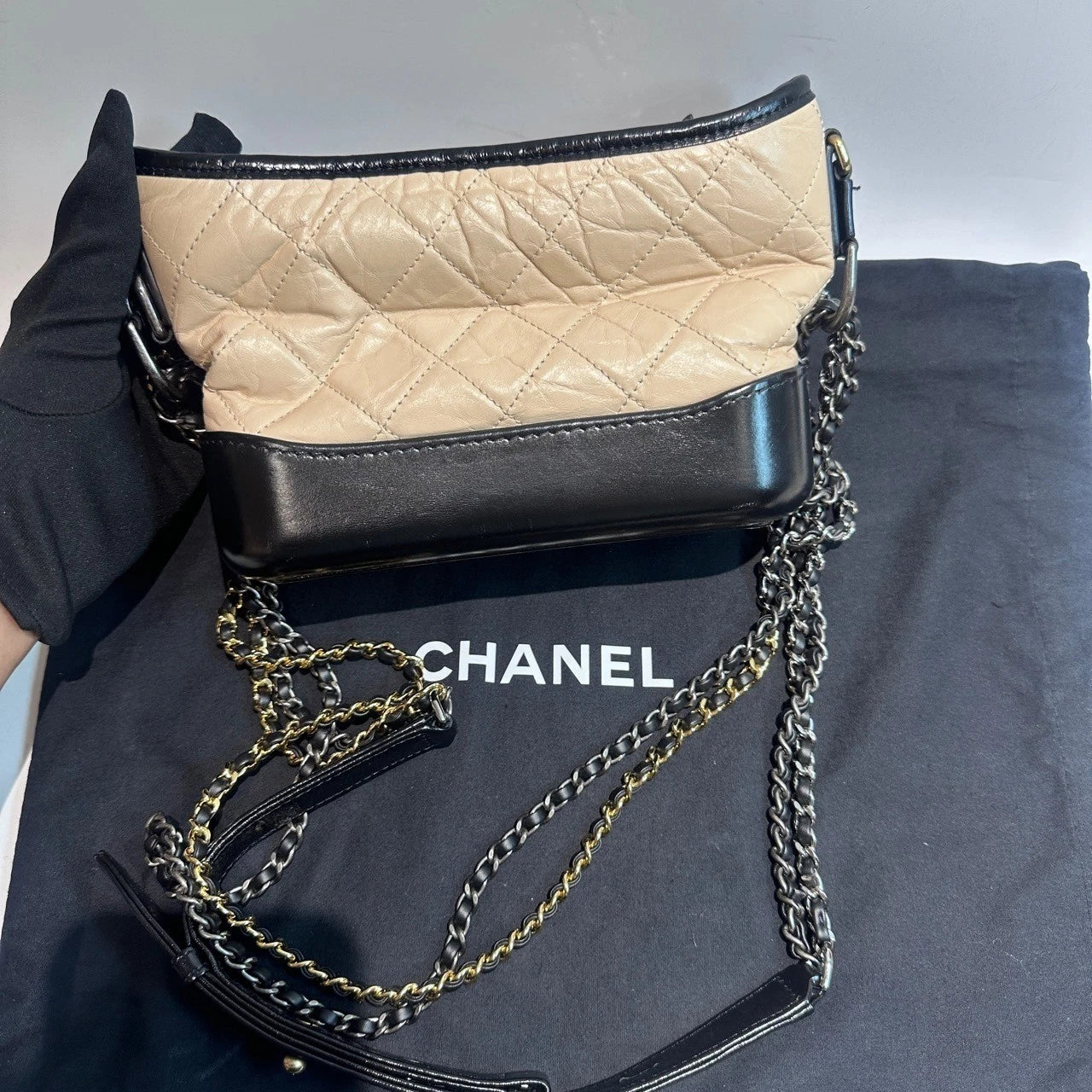 CHANEL Gabrielle Calfskin Quilted Small Shoulder Crossbody Women