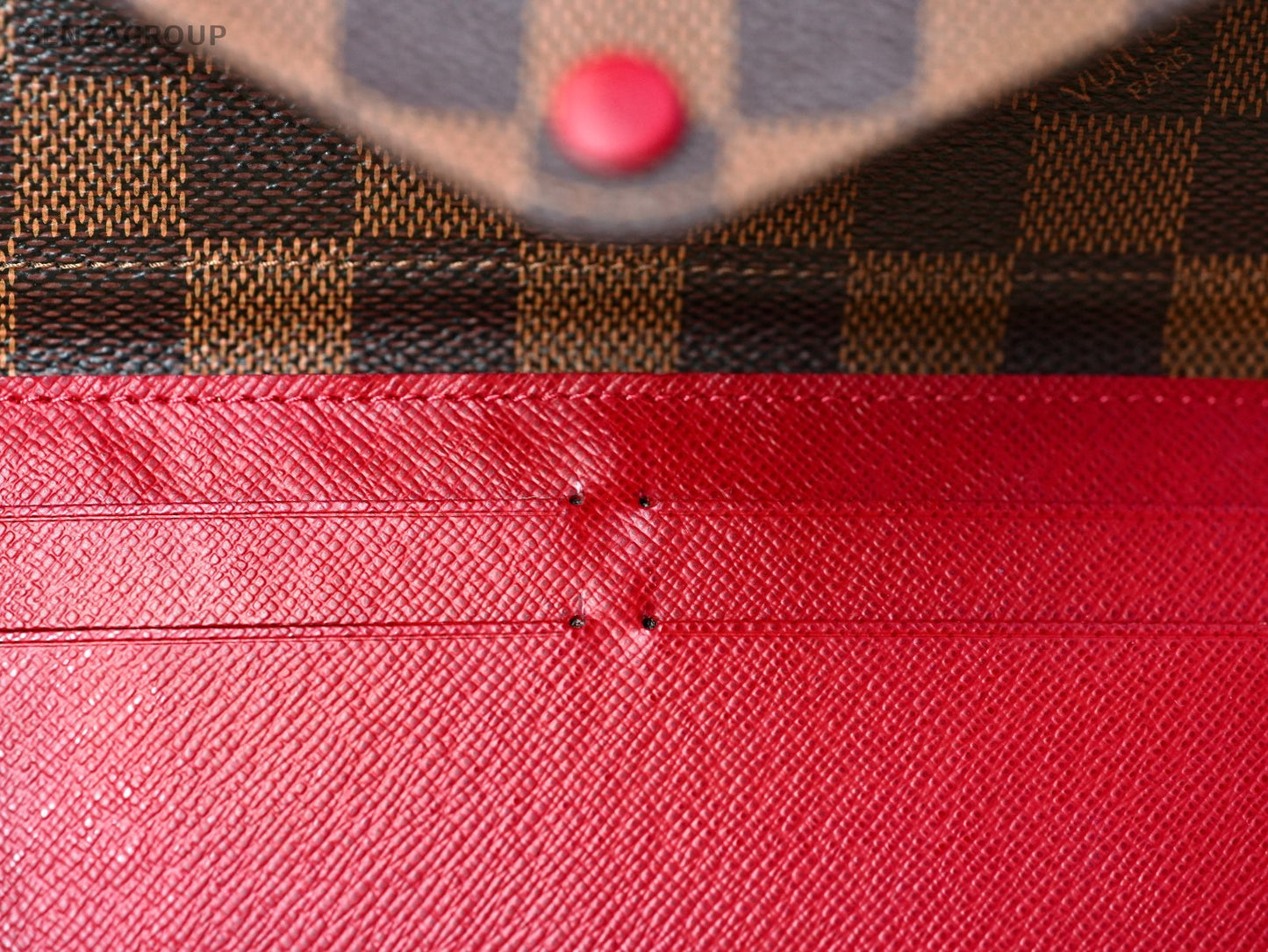 Louis Vuitton Damier Portefeuille Wallet  Brown Red Interior