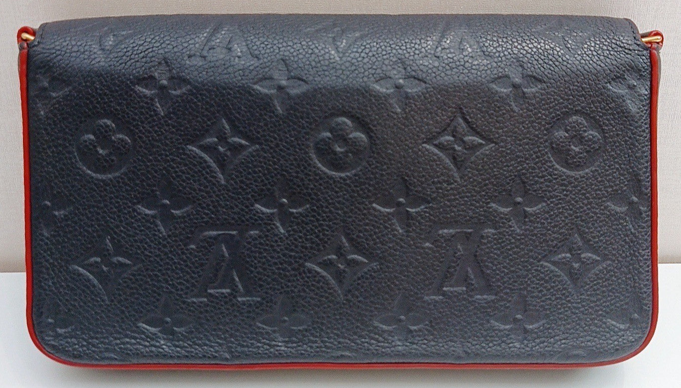Louis Vuitton Calfskin Clutch Blue Gold Red Used Women Classic Designer