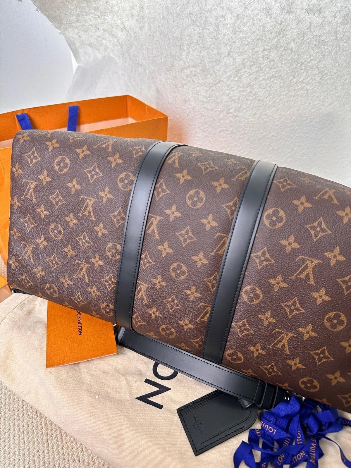 Louis Vuitton Monogram Canvas Leather Keepall45 Travel Handbag Women