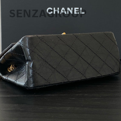Chanel 2.55 Reissue Mini Black Calfskin Aged Gold Chain Shoulder Bag