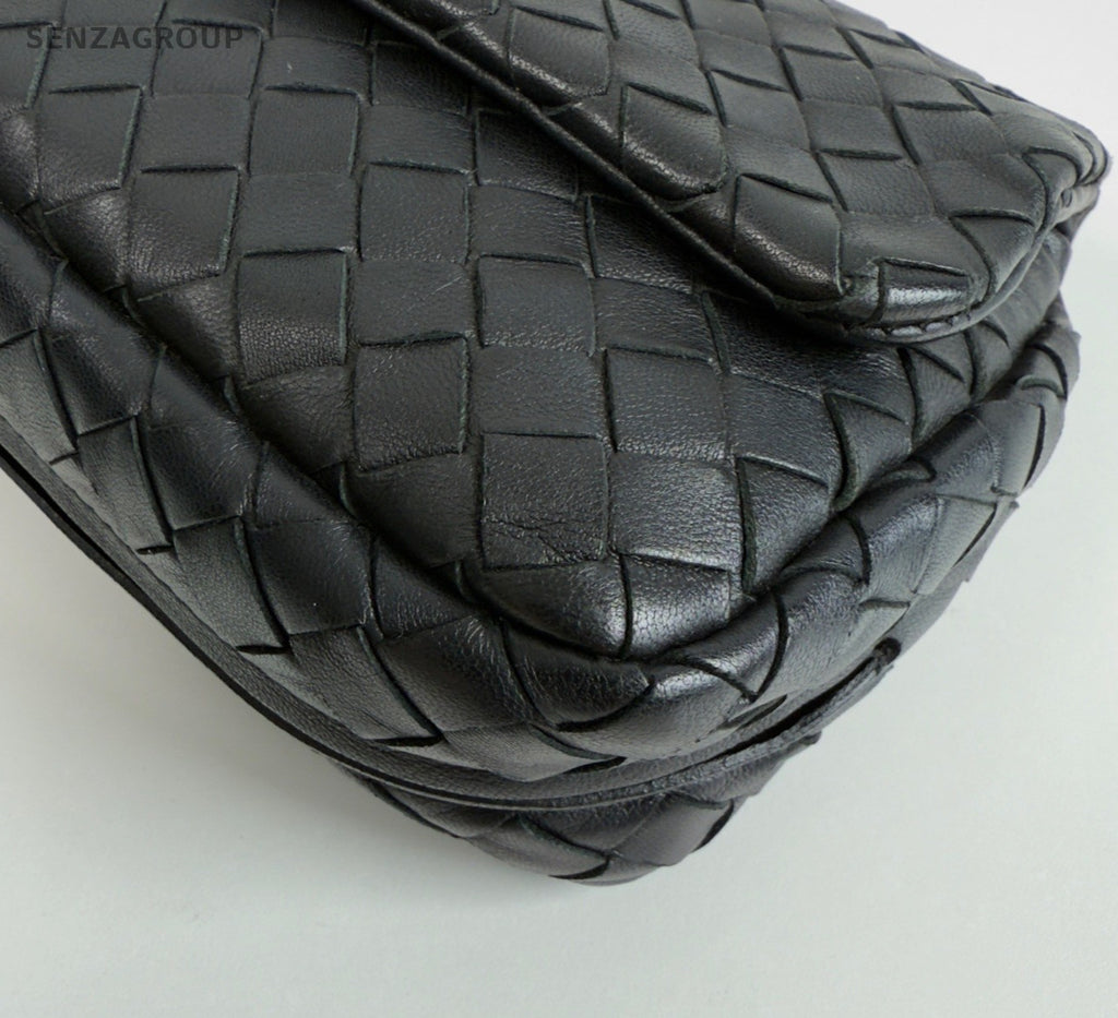 Bottega Veneta Lambskin Chain Shoulder Bag Black Used Women Classic