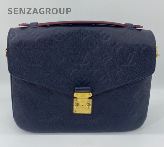 Louis Vuitton Monogram Calfskin Shoulder Bag Crossbody Blue Red Gold Women