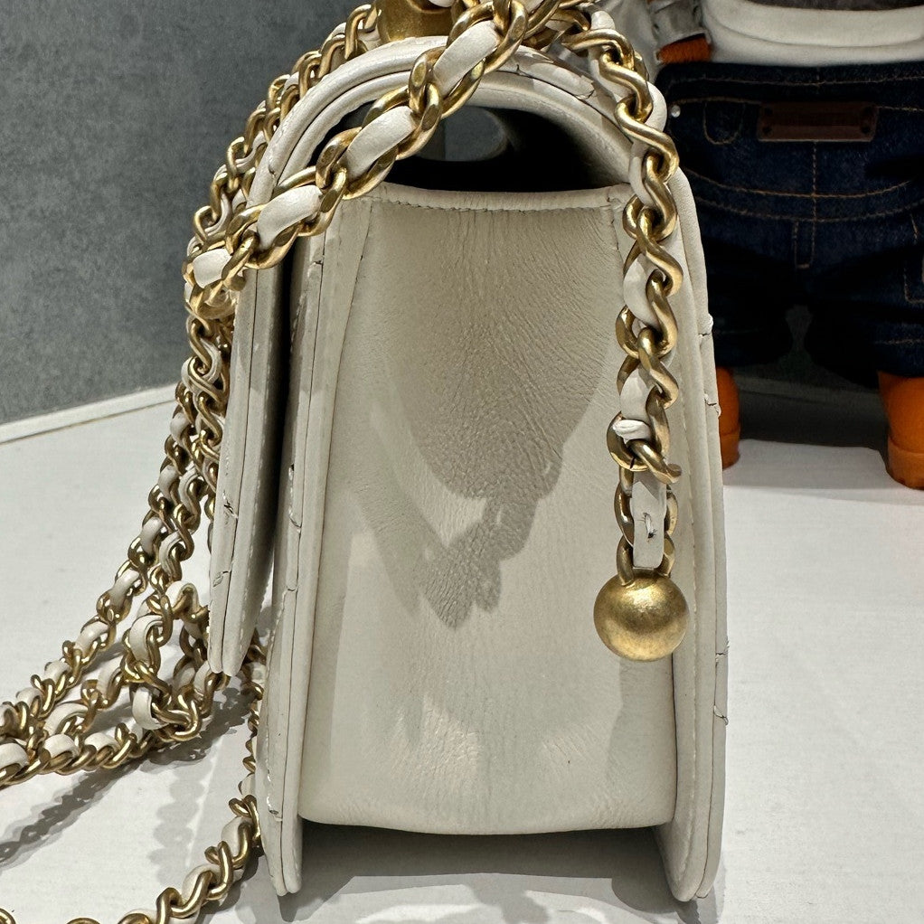 Chanel 24C Black Gold Chain Shoulder Crossbody Bag Quilted Classic