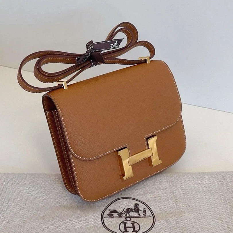 Authentic Hermes Constance19 Epsom Leather Shoulder Crossbody Silver Hardware