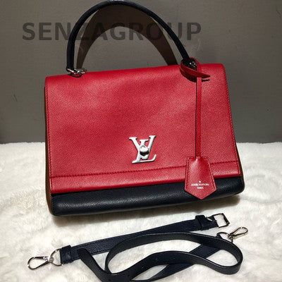 Louis Vuitton Lockme Handbag Shoulder Crossbody Bag Red Black Women Classic