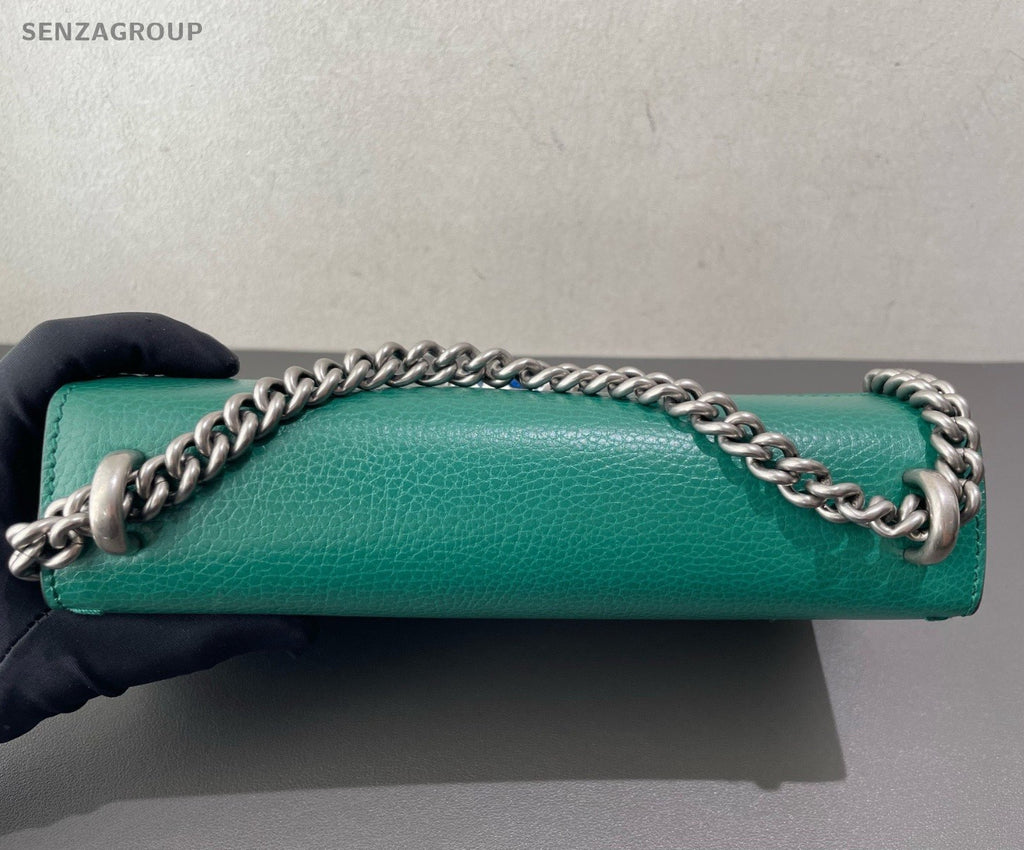 Gucci Dionysus MM Chain Shoulder Bag Crossbody Green Silver Women Classic