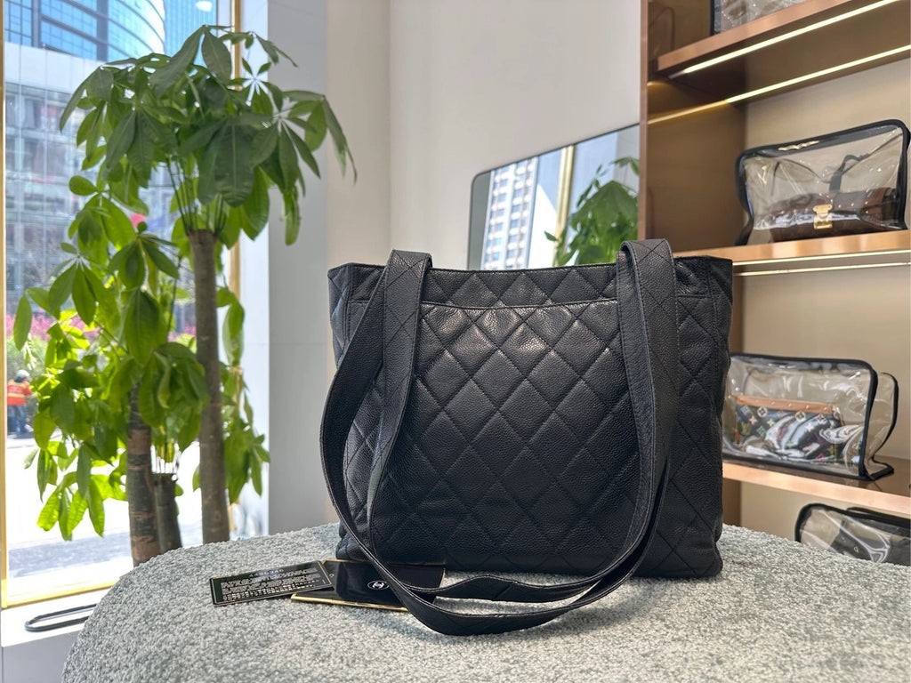 CHANEL Black Leather Double Logo Shoulder Bag For Women