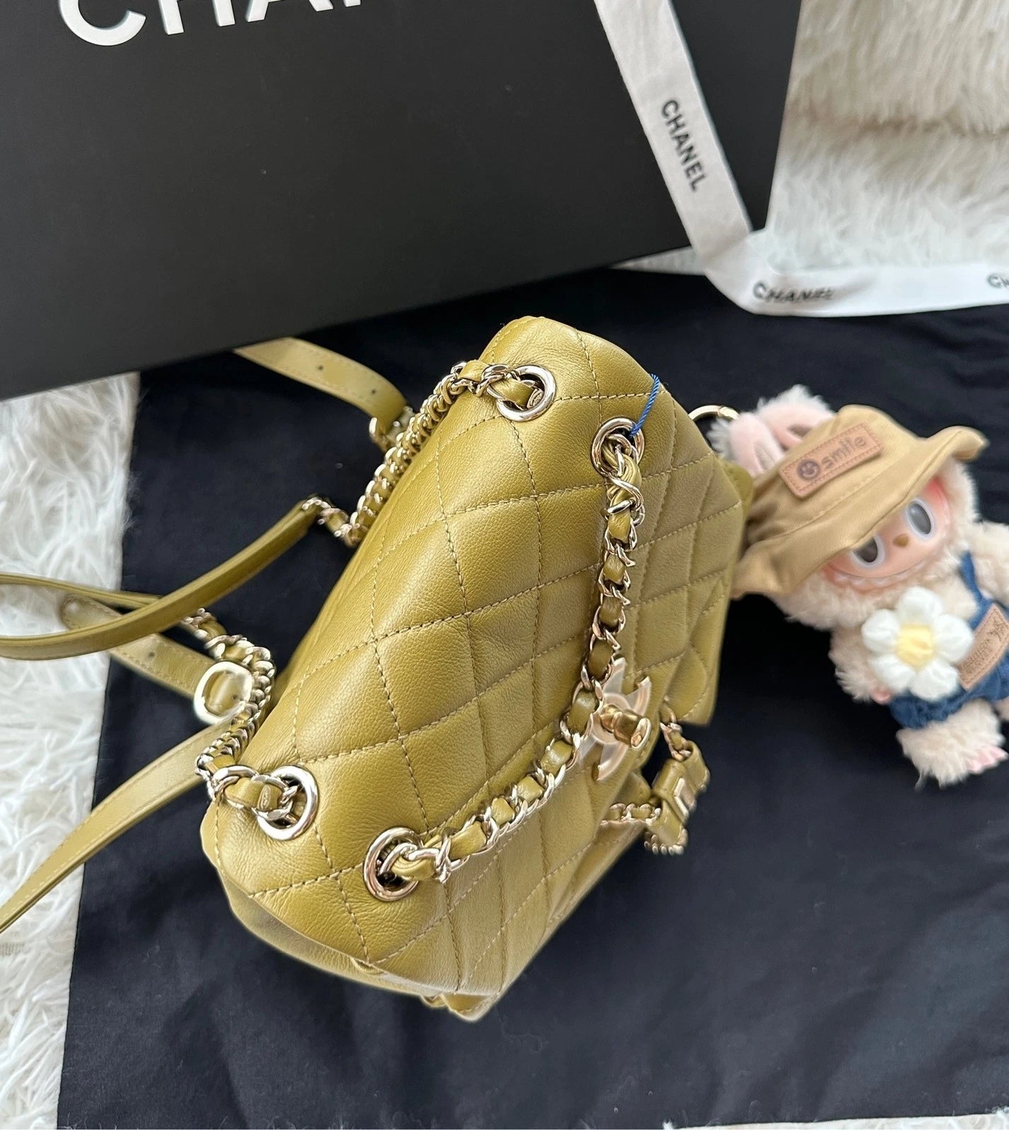 CHANEL Duma Medium Olive Green Leather Backpack For Women
