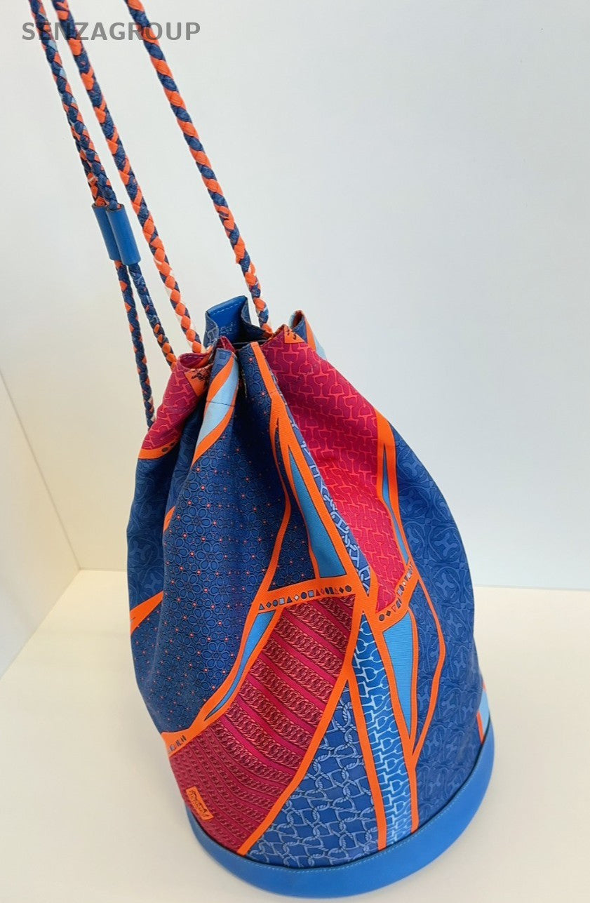 Hermes Orange Blue Drawstring Bucket bag