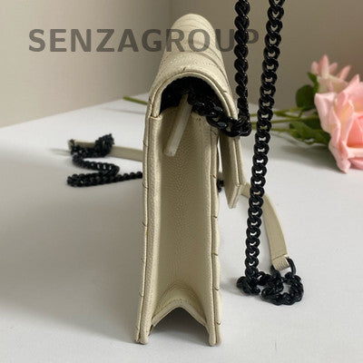 Saint Laurent WOC Small Black White Leather Chain Crossbody Bag Classic