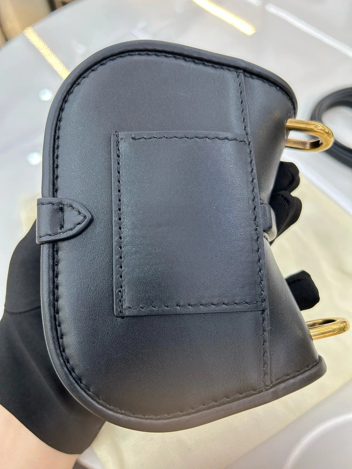 Fendi C'Mon Nano Black Calfskin Gold Shoulder Bag For Women