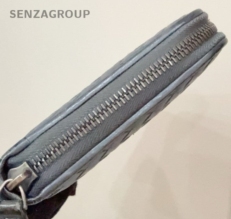 Bottega Veneta Intrecciato Long zip Clutch Wallet Black