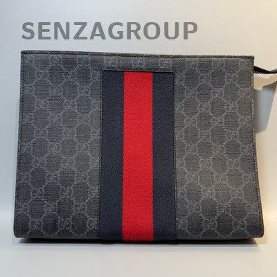 Gucci Supreme Clutch Bag Black Red Zip Women Classic