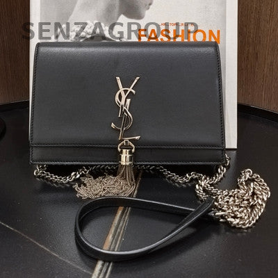 Saint Laurent Kate Black Silver Chain Shoulder Crossbody Bag Classic