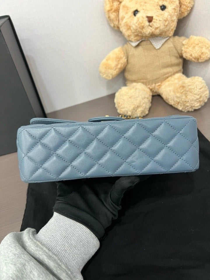 CHANEL Blue Gold Top Handle Crossbody Bag For Women