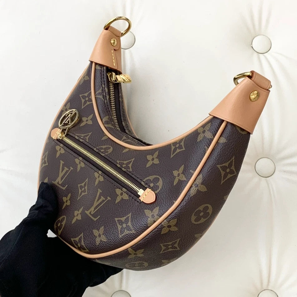 Louis Vuitton Loop Monogram Brown Gold Shoulder Bag Chain Bag Excellent