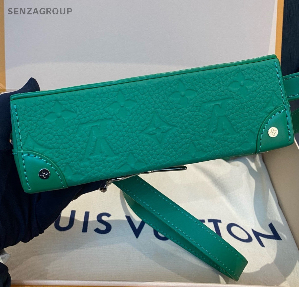 Louis Vuitton Steamer Calfskin Crossbody Green Silver Women Classic Fashion