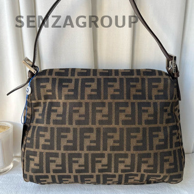 Fendi Baguette Bag Brown Silver FF Monogram Shoulder Tote