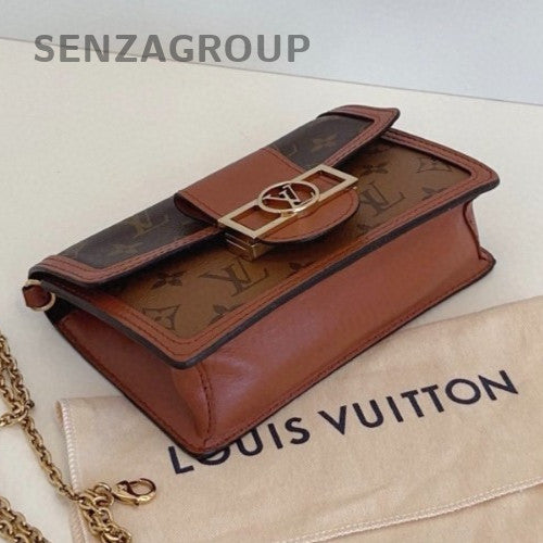 Louis Vuitton Dauphine WOC Chain Shoulder Bag Brown Gold Women Classic