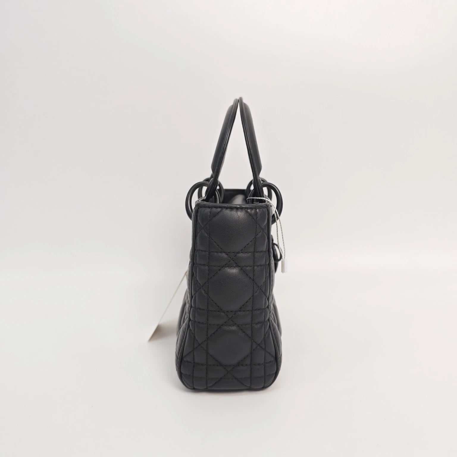 Dior Lady Dior Lambskin Black Top Handle Excellent