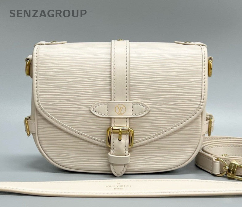 Louis Vuitton Saumur BB Epi Leather Shoulder Bag Crossbody White Gold Women