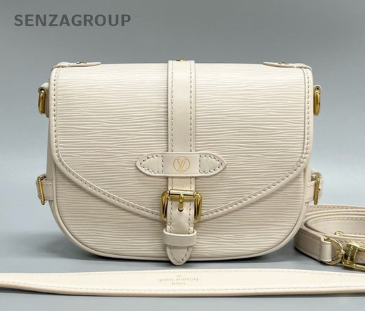 Louis Vuitton Saumur BB Epi Leather Shoulder Bag Crossbody White Gold Women