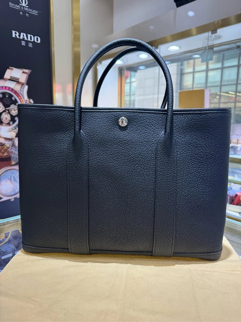 Pre-owned Hermes 36 Black Silver Garden Tote Bag For Women