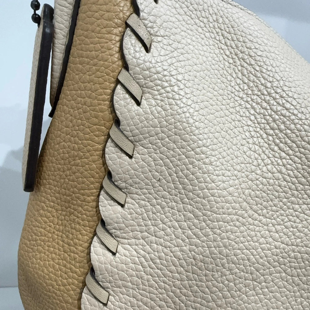 COACH Leather Colorblock Saddle Half-moon Shoulder Crossbody Bag For Women