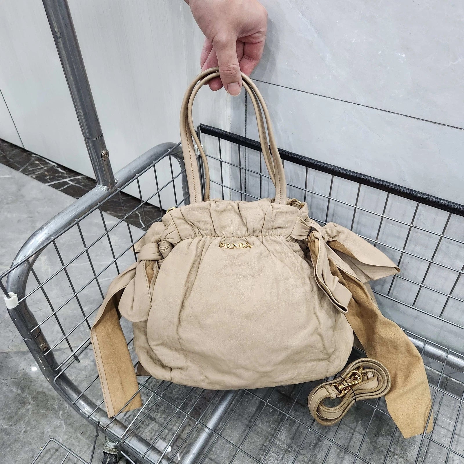PRADA Beige Handbag Shoulder Crossbody For Women