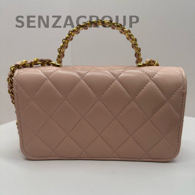 Chanel Quilted WOC Chain Shoulder Bag Pink Gold Fashion Women