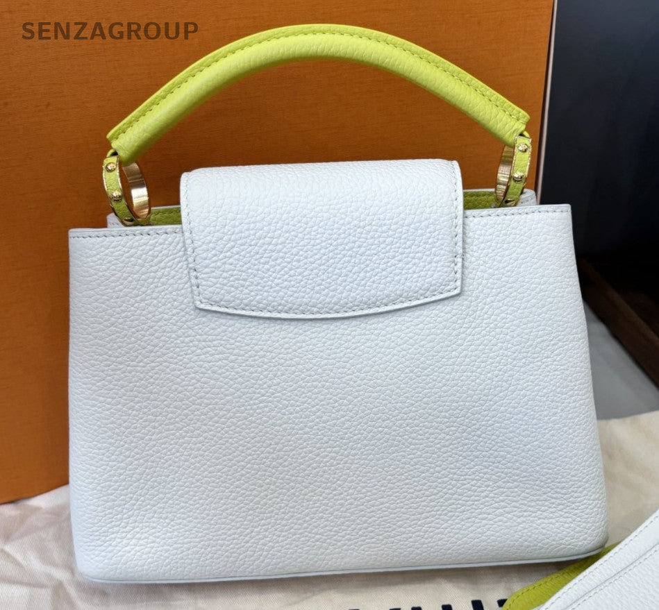 Louis Vuitton Capucines BB Top Handle Bag Crossbody White Gold Women Classic