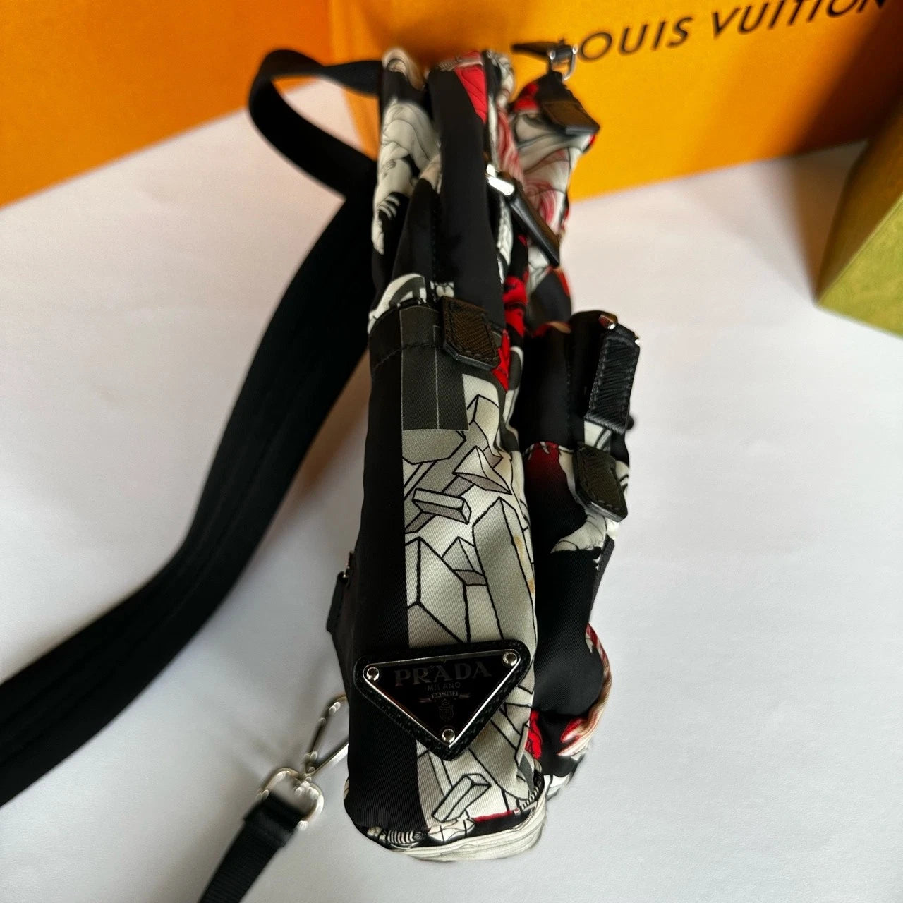 PRADA Black Nylon Crossbody Chest Bag For Unisex