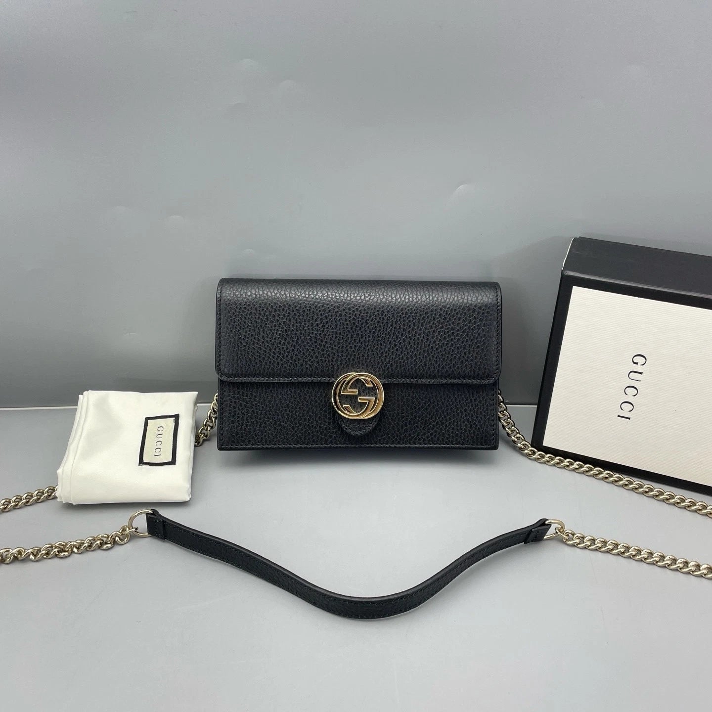 Gucci Accordion WOC Black Crossbody Bag For Women