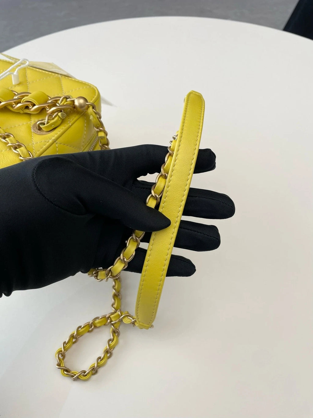 CHANEL Yellow Leather Box Shoulder Bag For Women