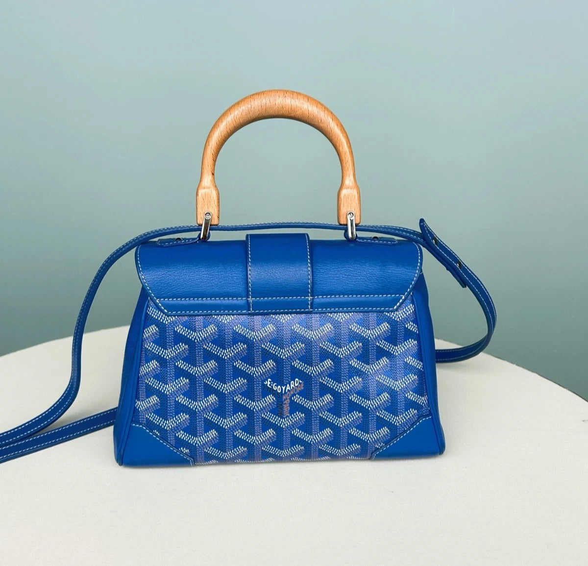 Goyard Saigon Monogram Blue Top Handle Bag Shoulder Bag Crossbody Bag Excellent