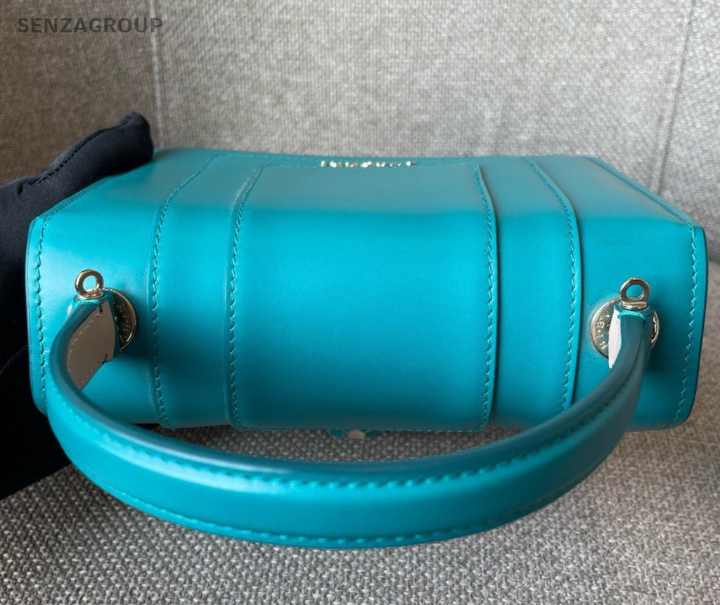 Bvlgari Serpenti PM Chain Crossbody Top Handle Bag Blue Silver Women Classic