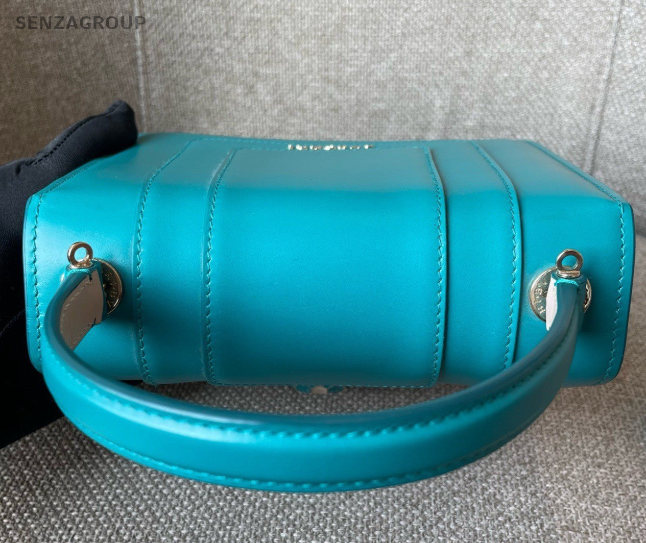 Bvlgari Serpenti PM Chain Crossbody Top Handle Bag Blue Silver Women Classic
