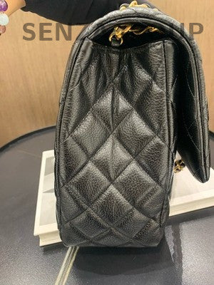 Chanel Classic Flap Black Gold Large Quilted Chain Shoulder Bag