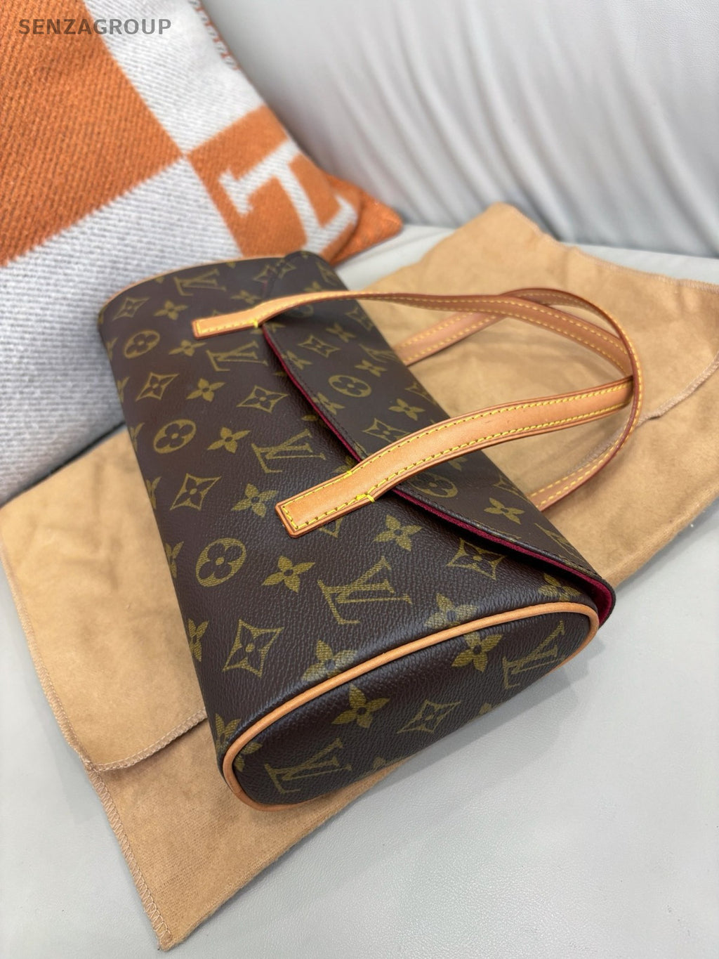 Louis Vuitton Vintage Sonatine Monogram Top Handle Handbag Brown Women