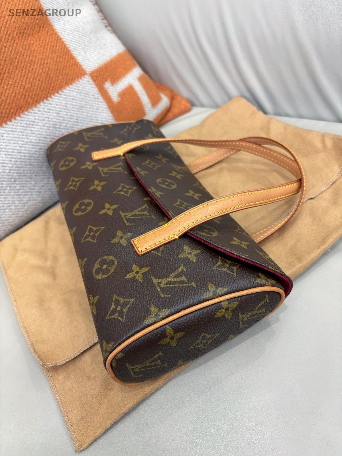 Louis Vuitton Vintage Sonatine Monogram Top Handle Handbag Brown Women