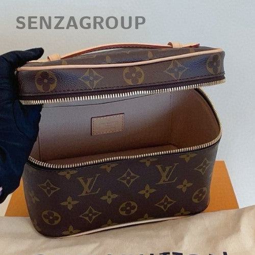 Louis Vuitton Mini Nice Monogram Top Handle Beauty Case Brown Women Brand New