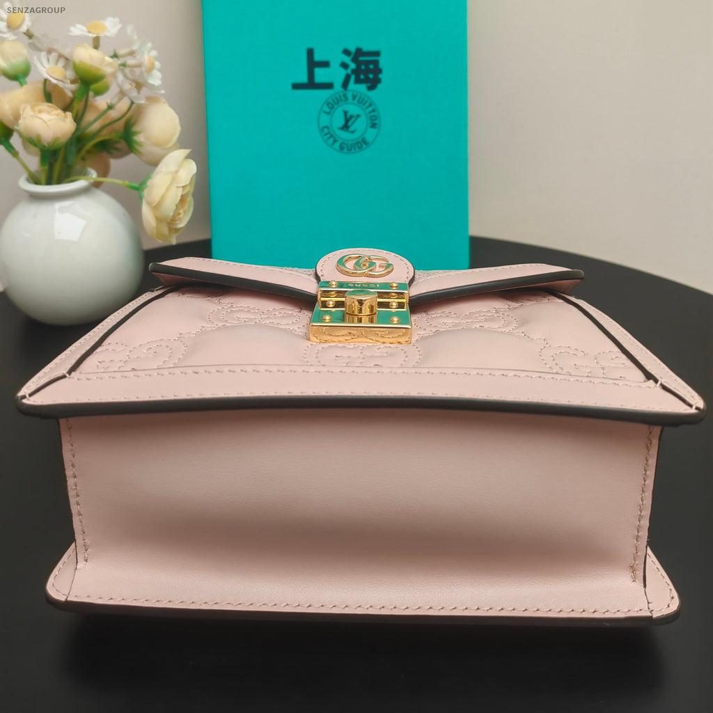 Gucci GG Matelassé Chain Shoulder Bag Pink Gold - Fashion Women's Handbag